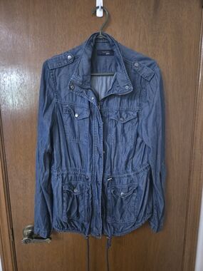 DenimUtility Jacket with Drawstring Waist